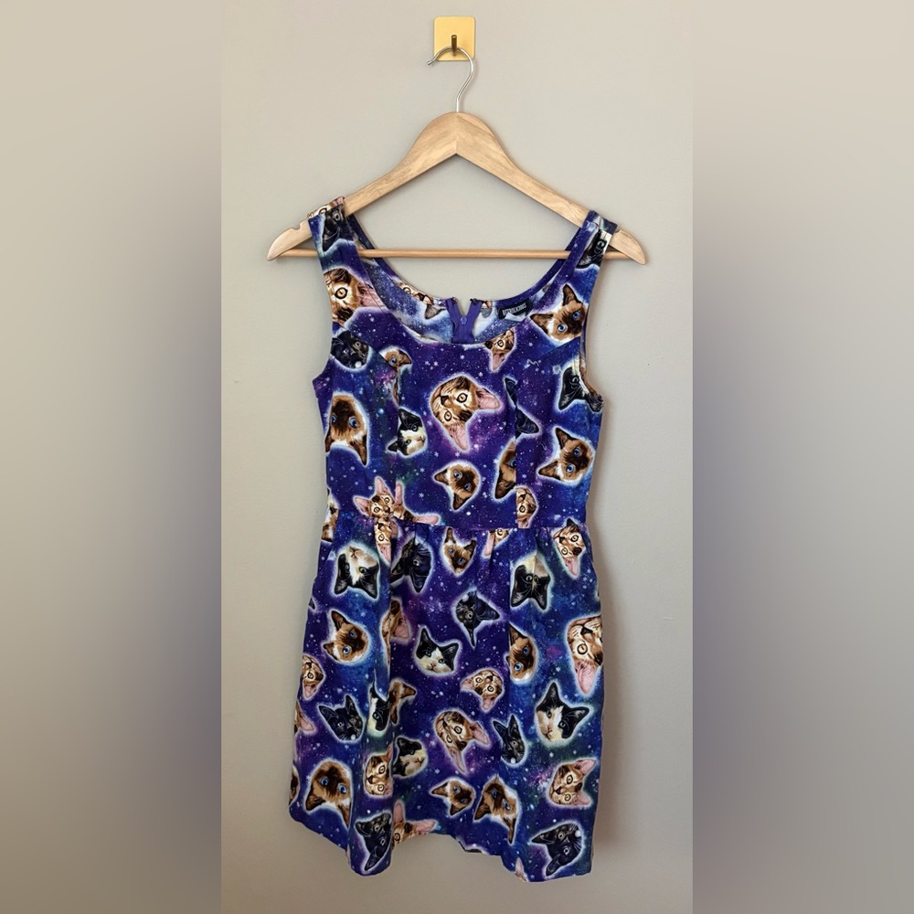 Small Retrolicious Cat Galaxy 100% Cotton Dress‎